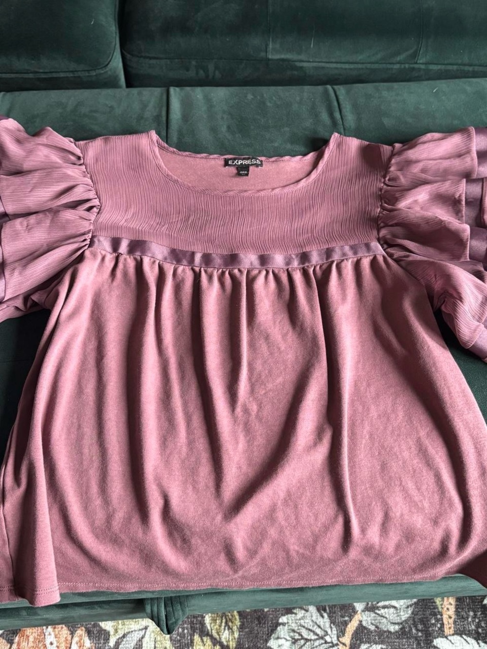 Express Women's Mauve Ruffle Sleeve Blouse